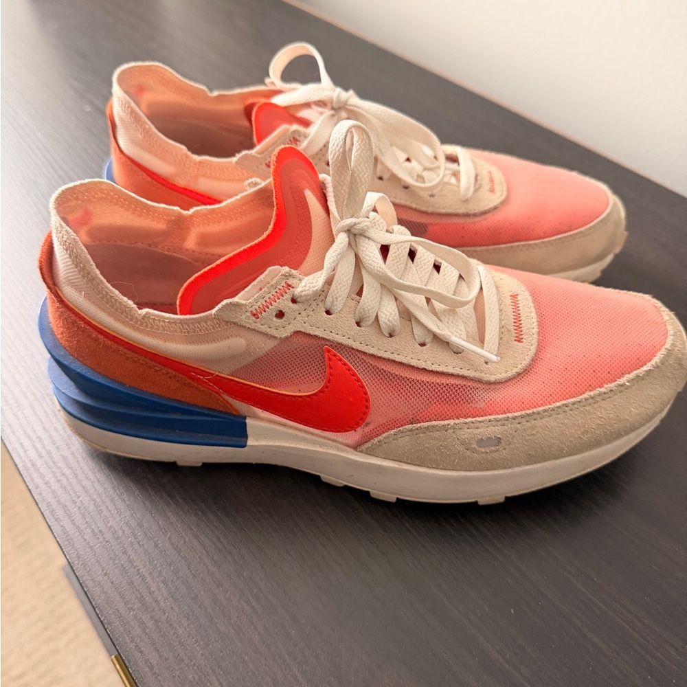 Nike Women's Waffle One Pearl White, Orange Blue Sneakers